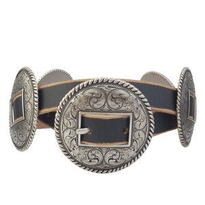 Western Genuine Distressed Leather belt w. Round conchos